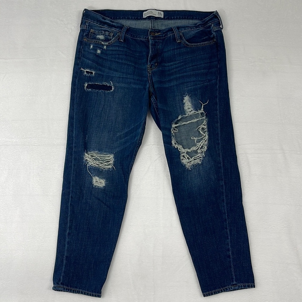 Abercrombie Fitch Boyfriend Straight Jeans‎ Distressed sz 14